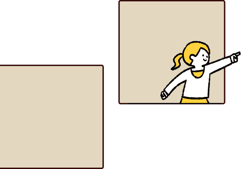 窓から外に指をさす女の子のイラスト